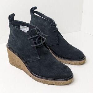 Clarks Clarkford Wedge Ankle Boots, Black Suede, Women's 9